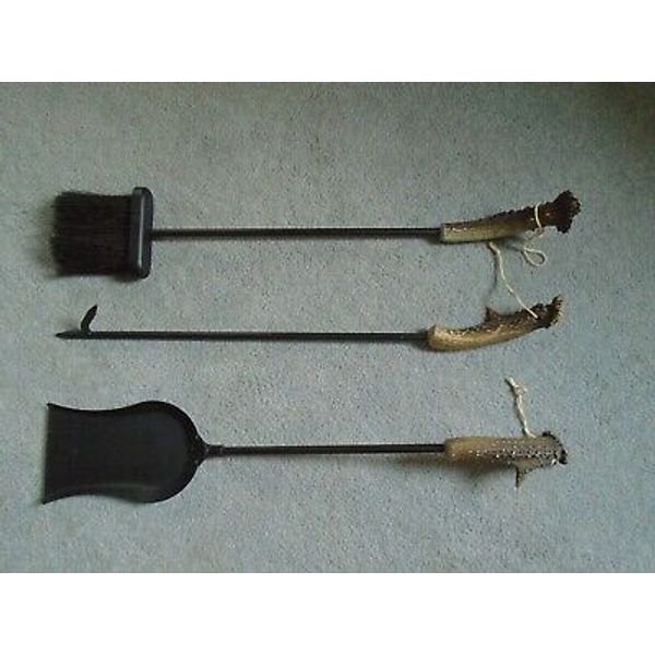 Faux Antler Fireplace Tools Set -Rustic set 3 Cabin Lodge Home Big Sky Carvers