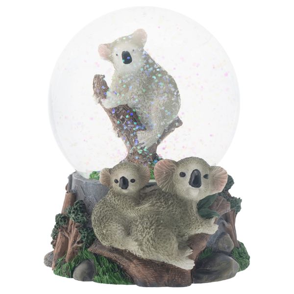 Climbing Koala Family 100MM Musical Water Globe Plays Tune Born Free