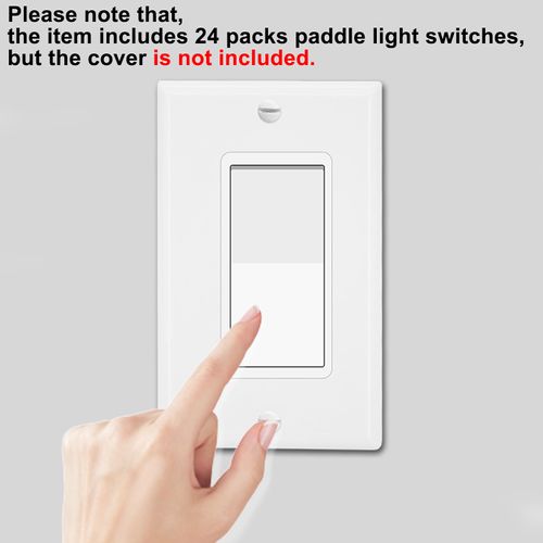 GreenCycle Single Pole Switch White,24 Pack SP Rocker Light Switch 15A 120/277V, On/Off Rocker Paddle Interrupter, Residential/Commercial Grade,Home & Office,UL/CUL, White