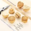 Sourcing Map 6 Pack Brown Rattan Woven Wood Drawer Knobs, 1.57" Round, Sturdy & Durable, Easy to Install, Wide Application