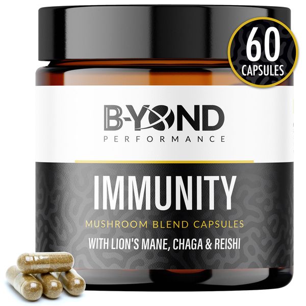 Premium Mushroom Complex Supplements for Immune Support - Lion’s Mane Mushroom Supplement Capsules with Chaga, Maitake & Reishi Mushroom - Supplement for Women & Men by B-Yond Performance, 60 Capsules