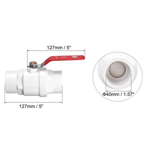 Recogwood 32mm Ball Valve, PVC Socket Type Shut-Off Valve Switch for Aquarium Water Flow Control, Sump Pump, Pool, Garden Sprinkler