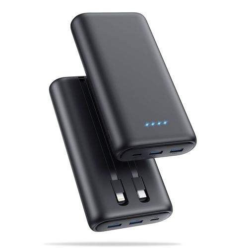 Portable Charger Power Bank 40,800mAh 25W Fast Charging USB C Portable Charger with 2 Built in Cables,5 Outputs & QC 4.0 Quick Phone Charging Battery Pack Compatible with iPhone 16/15/14,Android