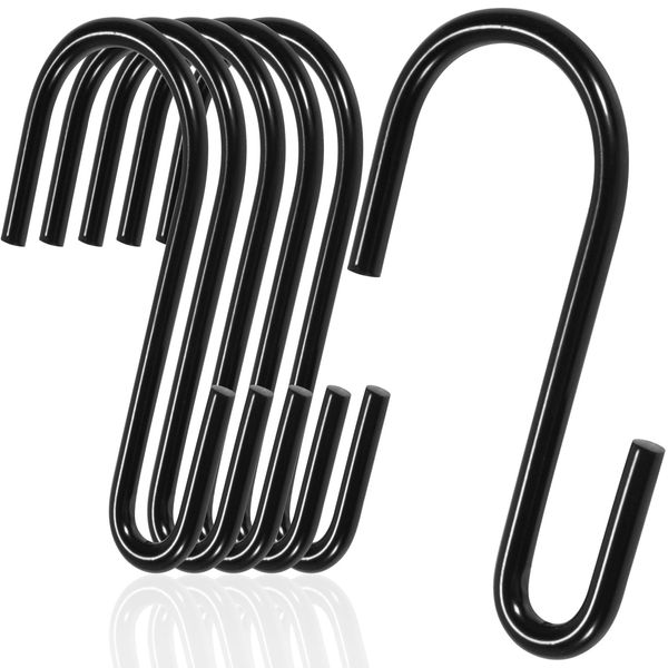 YAMAJA 30 Pack Small S Hooks for Hanging Spoons Pans Pots Kitchenware, Metal S Hooks for Hang Bags Towels, Apply Bathroom Office Tool Room, Black, 2.4 Inch