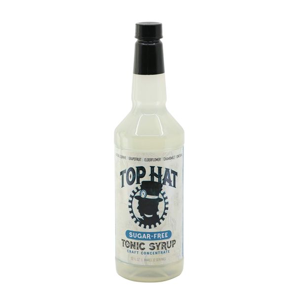 Top Hat Keto Sugar Free Elderflower Tonic Syrup & Quinine Concentrate - Naturally Sweetened with Monk Fruit - Craft Soda Mixer for Skinny Cocktail Drinks - Just Add Seltzer Water - 32oz Bottle