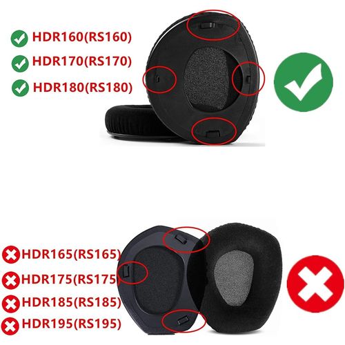 umvowuxa Replacement Ear Pads Compatible with HDR160(RS160/TR160)/HDR170(RS170/TR170)/HDR180(RS180/TR180) Headphones, Comfort Velour, Ear Cups Cover Repair Parts(Black)