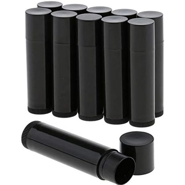 Queta 50pcs DIY Plastic Lips Balm Containers Empty Lip Balm Tubes with Cap Black