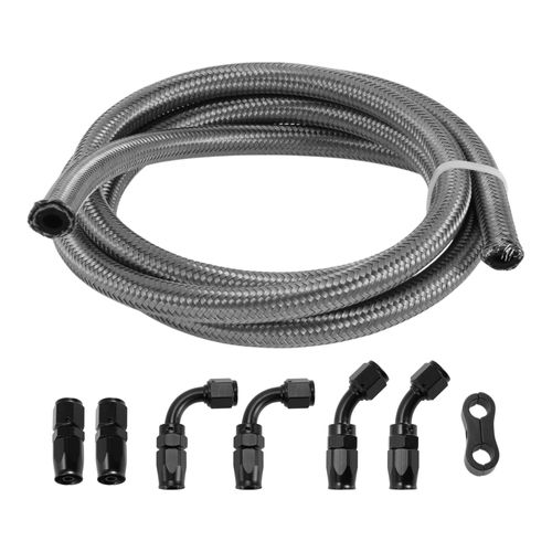 TUCKBOLD AN-6 Fuel Line Kit 5ft Vacuum Hose Automotive Fuel Hose with Adapters 1 Set