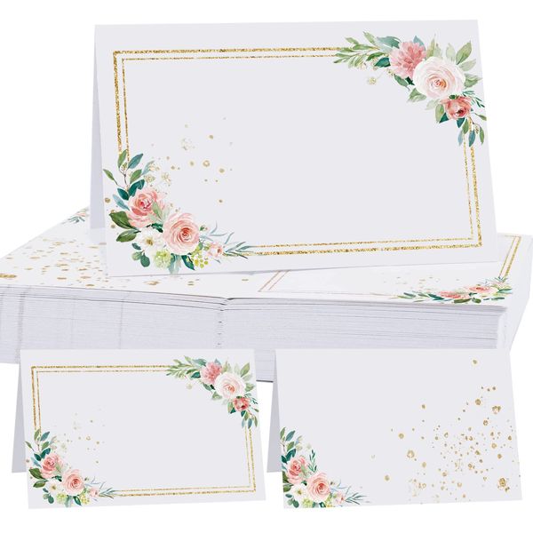 50pcs Wedding Place Cards Flower Table Seating Cards Paper Tented Wedding Name Cards for Table Setting Birthday Dinner Party