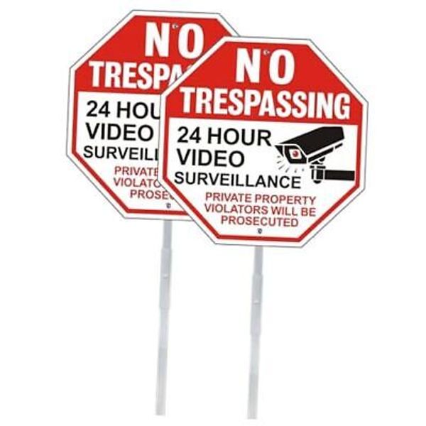 No Trespassing Sign Private Property Protected 2-Pack By Video Surveillance