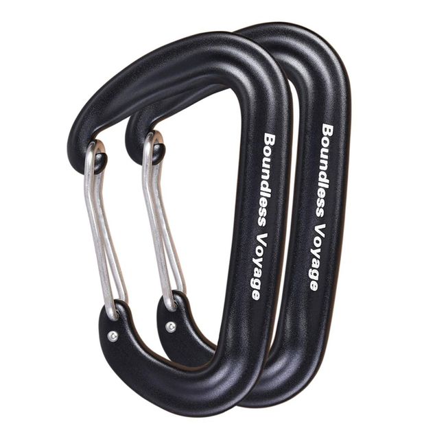 Boundless Voyage BV1026 Carabiner for Mountain Climbing, High Strength, 12 kN [2200 KG], Small, D-Ring, 7075 Aluminum Alloy, Ultra Lightweight, Hammock, Climbing, Rescue, Outdoor Equipment, 3 Colors (Blkx6)