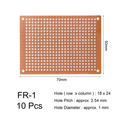 sourcing map 5x7cm Single Sided Universal Paper Printed Circuit Board for DIY Soldering Brown 10pcs