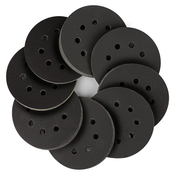 STEBRUAM Sanding Discs 4.9 inches (125 mm), 80 Pieces, 8 Holes, Round Sandpaper, Disc Paper, 320#/400#/600#/800#/1000#/1200#/1500#/2000#, 10 Sheets Each Waterproof Paper For Electric Sanders, Sanding