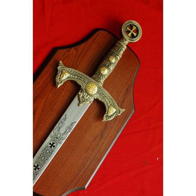 47" New Medieval Two Hand Knights Templar Crusader Sword w/Plaq