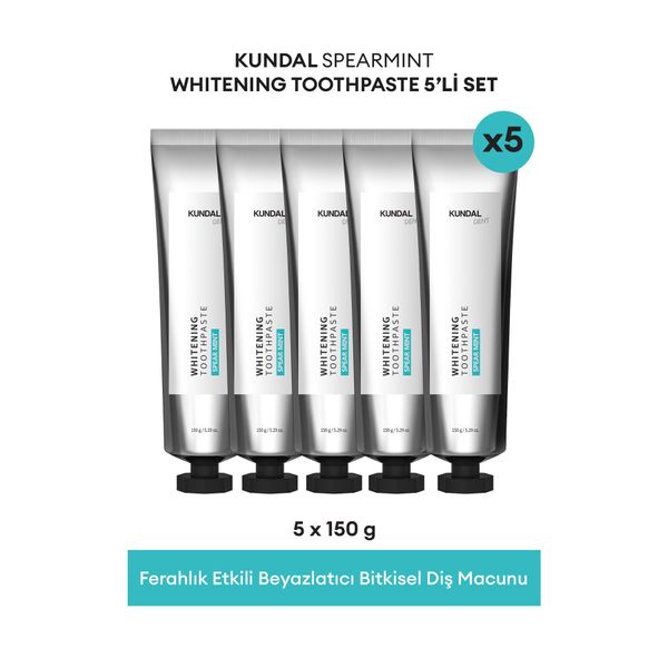 Ferahlık Etkili Beyazlatıcı Bitkisel Diş Macunu KUNDAL Whitening Toothpaste Set 150g (5 Adet)