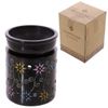 Soapstone Oil Burner - Black with Coloured Flower Pattern