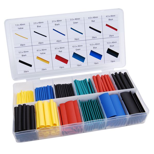 280pcs Cable Heat Shrink Tubing Sleeve Wire Wrap Tube 2:1 Assortment Kit Box Set