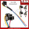 2 x H4 Headlight Bulb Holder Sockets, Pre-Wired 3 Pin Connector