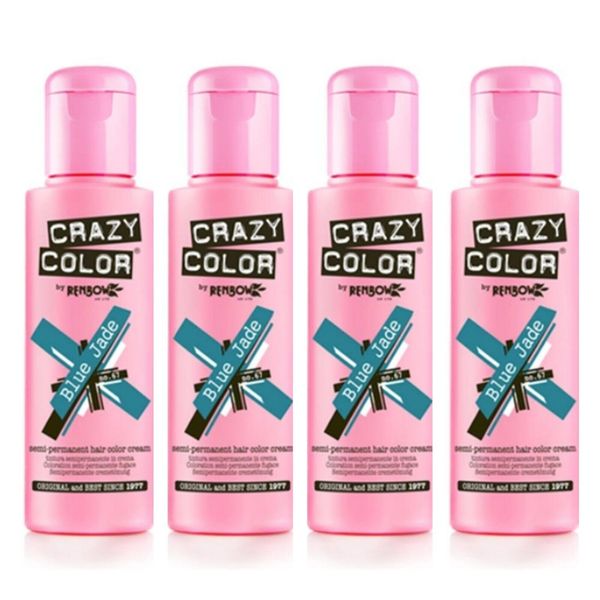 4x Crazy Color Semi Permanent Hair Dye Blue Jade 100ml