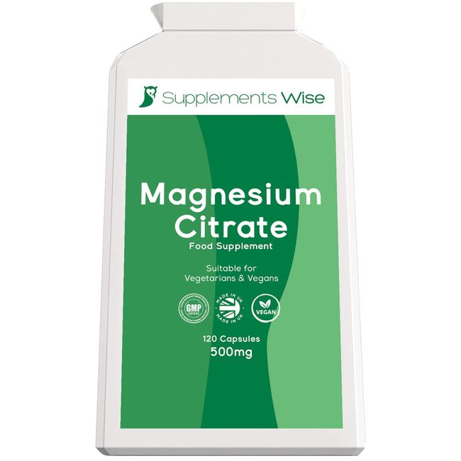 Magnesium Citrate Capsules - Magnesium Supplement for Women or Men - 120 Magnesium Supplements 500mg - Magnesium Tablets One a Day - Restless Leg Syndrome Relief - Premium Magnesium Citrate Tablets