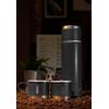 Vacuum Insulated Flask with Cups for Hot or Cold Drinks (Black)