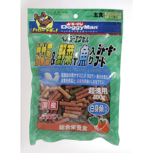 Doggyman Dog Treats Healthy Excel Jerky Food with Sasami & Vegetables + Fish Chicken 400 Grams (x1)