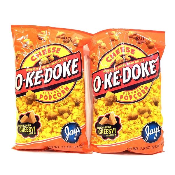 JAY'S BIG BAG OKE DOKE CHEESE Popcorn 2 Pack 7.5 oz bags