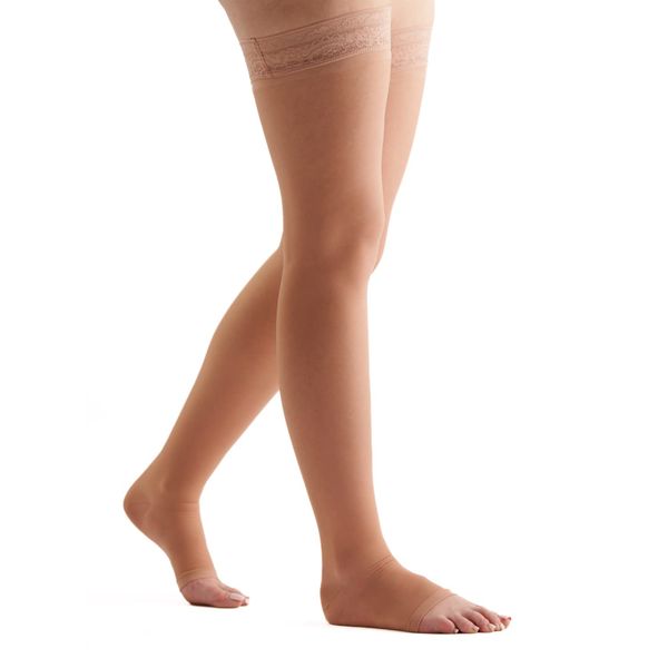 EvoNation Women’s Thigh High 15-20 mmHg Open Toe Compression Stockings – Moderate Pressure Compression Garment