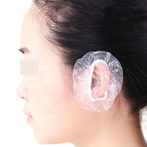 100 Pieces Transparent Disposable Ear Protector Covers Shower Caps