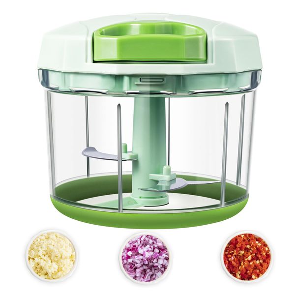 RYKKZ Vegetable Chopper, Onion Chopper, Garlic Mincer - Multifunctional Hand-Pull Food Chopper. Dishwasher Safe, time-Saving, Easy to use, and Simple to Clean -1L