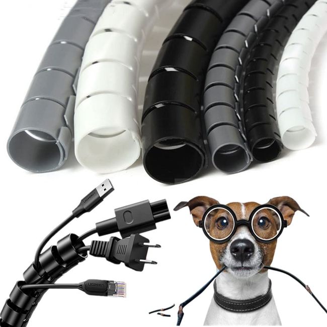 Cable Cover, Cable Storage Cover, Length Approx. 9.8 ft (3 m), For Pets, Cats, Dogs, Bite Prevention, Wire Cover, Organize, Storage, Concealing, Cable Clips, Cable Sleeves, Organization, Reusable, DIY Cut, Dustproof, Cable Tube, For Household/Office, Wire