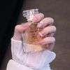 24pcs Nail Tips Nude Powder Butterfly Decoration Small Floral Pattern for Wedding, Party, Holiday, Dating, Prom, Daily Life