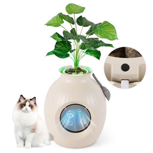 Plant Cat Litter Box w/ Smart Odor Removal Hidden Cat Litter Box Furniture