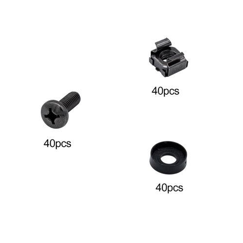 WEAXIO 40 Pack M6x16mm Rack Mount Cage Nuts & Screws & Washers for Rack Mount Server Cabinet, Network Racks Server Shelves, Routers, Server Rack Screws, Square Insert Nuts and Washers, Black Nickel