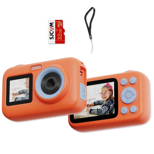 SJCAM Upgrade Kids Camera Dual Screen, Christmas Birthday Gifts for Girls Boys Age 3-10, 1080P 44MP HD Digital Video Cameras for Toddler, Portable Toy for 3 4 5 6 7 8 9 10 Year Old Children