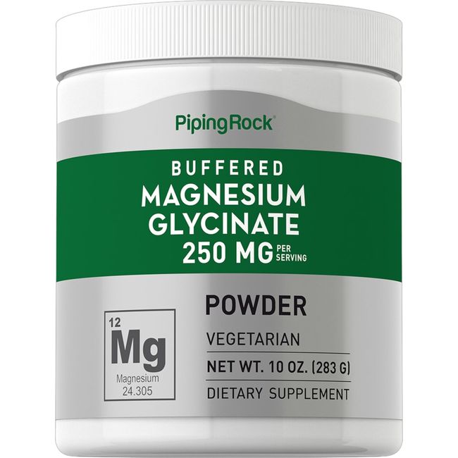 Magnesium Glycinate Powder | 250 mg | 10 oz | Vegan, Non-GMO | by Piping Rock