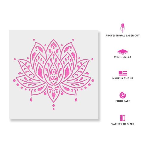 Sacred Lotus Flower Stencil - Stencil Furniture, Stencils, Floral Stencil, Lotus Stencil, Sacred Stencil