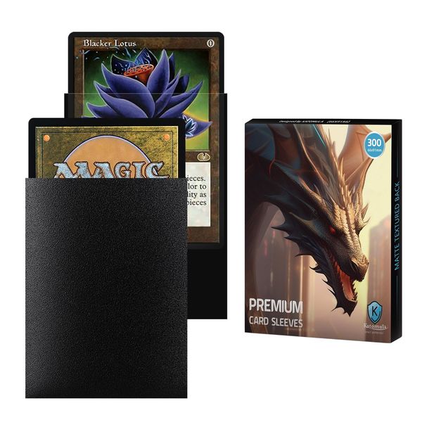 Black MTG Card Sleeves 300CT, Matte Textured Back Card Sleeves Deck Card Protectors, Standard Size Card Sleeves for Magic The Gathering, Baseball Card, Sports Cards, Game Card