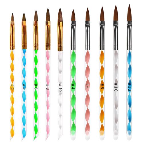 Set di 10 pennelli per nail art, per nail art, set di strumenti per nail art, pennelli per unghie in acrilico, pittura fai da te