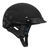 VCAN Cruiser Solid Flat Black Half Face Motorcycle Helmet (Star Flag, Medium)