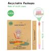 NUDUKO Bamboo Kids Toothbrushes (6 Pack) - Soft Bristle Organic Compostable BPA Free Toothbrush for Kids Toddler Baby Tooth Brush, Eco Friendly Natural Biodegradable Wooden Toothbrush