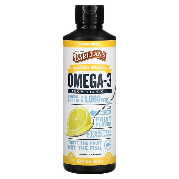 Barlean s Omega Swirl Fish Oil Lemon Zest 16 oz 454 g Gluten-Free, No Artificial