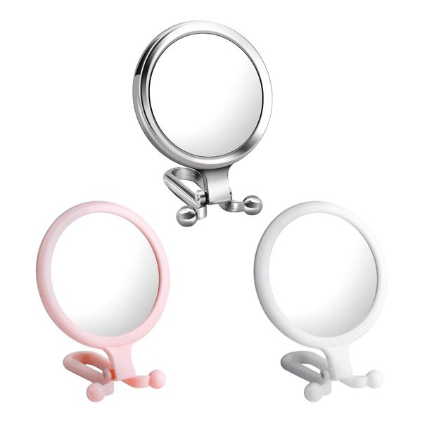 PLLDVEFD 3 Pieces Round Makeup Mirror, Mirror With Handle, Handheld Mirror, Portable Mirror, Foldable Makeup Mirror.