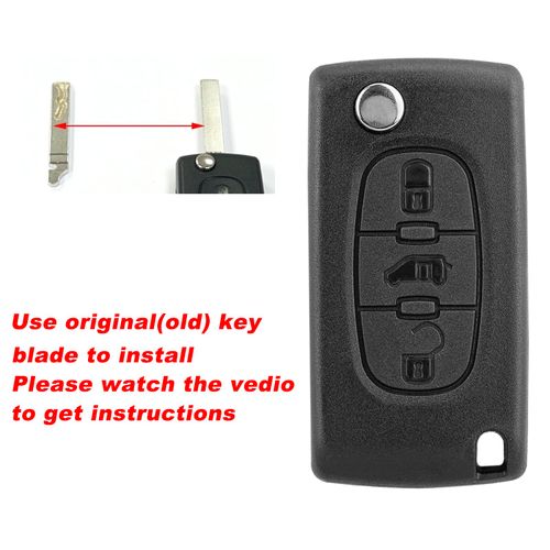 Key Fob Case with Steel Pin Removal Tools Needle File For Citroen Berlingo Dispatch Toyota Proace Fiat Scudo Peugeot Partner Expert Van Key Shell Cover(3 Buttons CE0536-VA2 Blade)