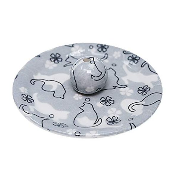 Cat Land 9-48 Gray Maruka Plate, Made in Japan, Cat Incense Holder, Cat Incense Stand, ACSWEBSHOP Original