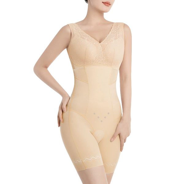 HACAI Women's Bodysuit, Shapewear Body Shaper, One Piece, Correction Inner Corset, 006-beige