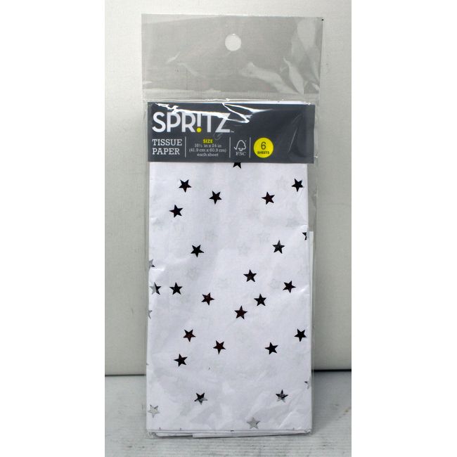 Spritz Silver Stars 16.5x24 In Tissue Paper 6 Sheets