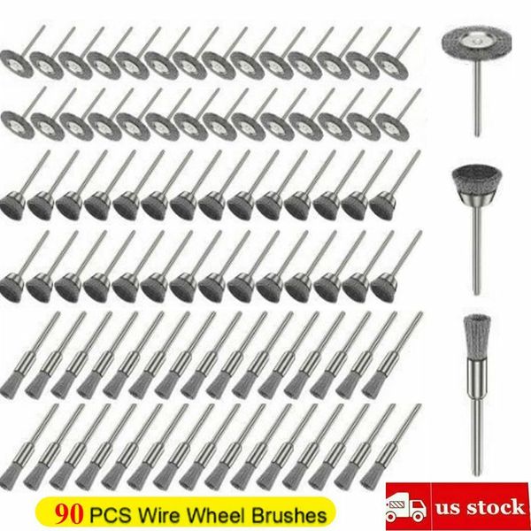 90X Stainless Steel Wire Brush Set Dremel Tool Rotary Die Grinder Removal Wheel