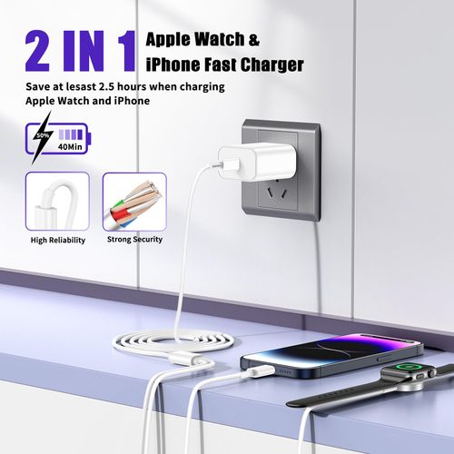 Upgraded Apple Watch Charger, 2 in 1 Magnetic iWatch Charger to USB C Cable 3ft with USB C Block for iWatch Series Ultra/9/8/7/6/SE/SE2/5, iPhone 14/13/12/11, Pro/Pro Max