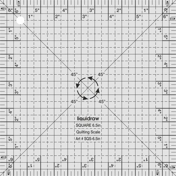 Liquidraw® Square Quilting Ruler, Clear Acrylic Template, Imperial 6.5" x 6.5" / 12.5" x 12.5" (6.5" x 6.5")